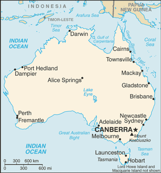 Map showing the location of Australia