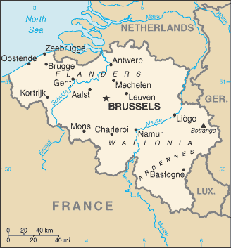 Map showing the location of Belgium