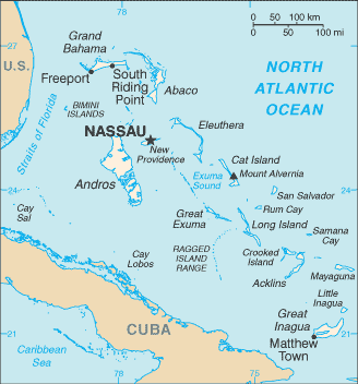 Map showing the location of Bahamas, The