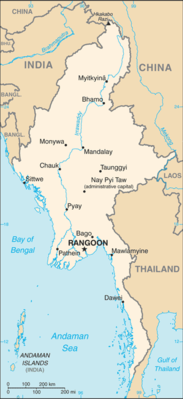 Map showing the location of Burma