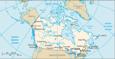 Map showing the location of Canada