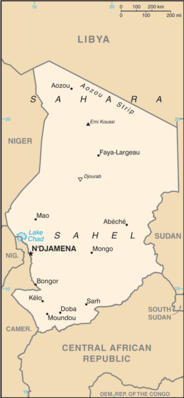 Map showing the location of Chad