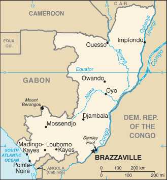 Map showing the location of Congo, Republic of the