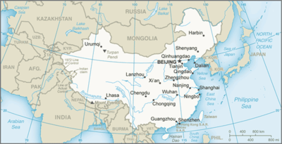 Map showing the location of China