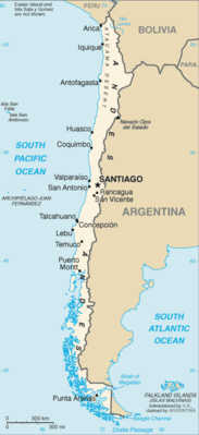 Map showing the location of Chile