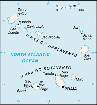 Map showing the location of Cabo Verde