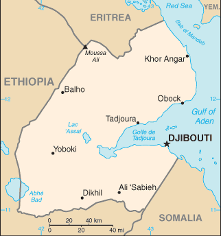 Map showing the location of Djibouti