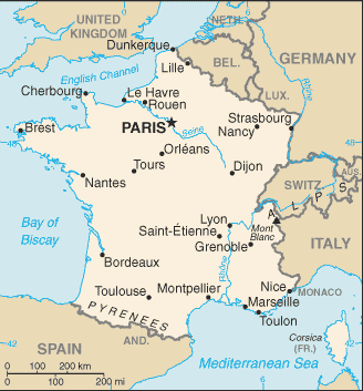 Map showing the location of France