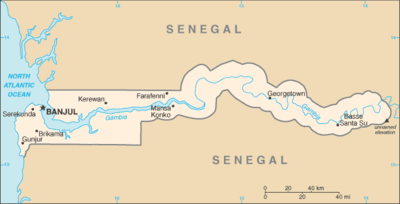 Map showing the location of Gambia, The