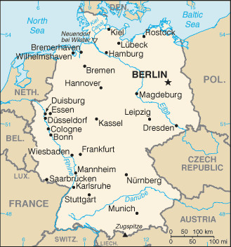 Map showing the location of Germany