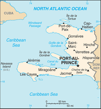 Map showing the location of Haiti