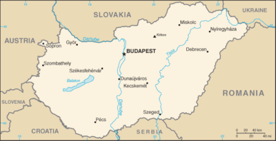 Map showing the location of Hungary