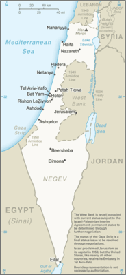 Map showing the location of Israel