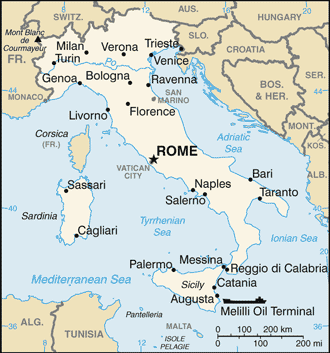 Map showing the location of Italy