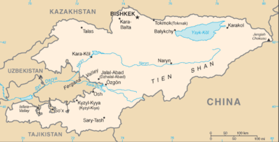 Map showing the location of Kyrgyzstan