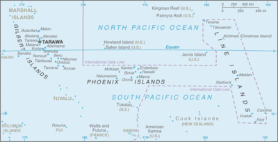 Map showing the location of Kiribati