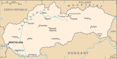 Map showing the location of Slovakia