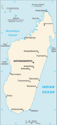 Map showing the location of Madagascar