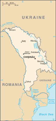 Map showing the location of Moldova