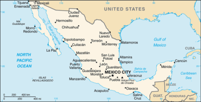 Map showing the location of Mexico