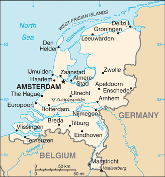 Map showing the location of Netherlands