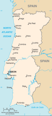 Map showing the location of Portugal