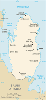 Map showing the location of Qatar