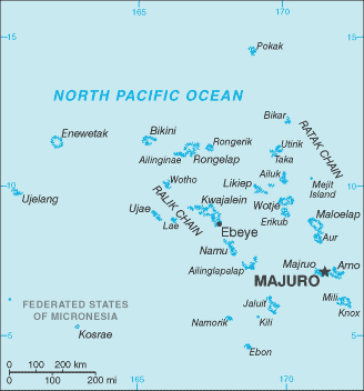 Map showing the location of Marshall Islands