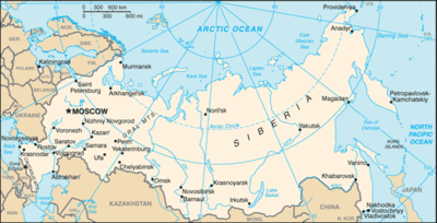 Map showing the location of Russia