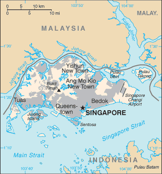 Map showing the location of Singapore
