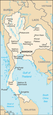 Map showing the location of Thailand