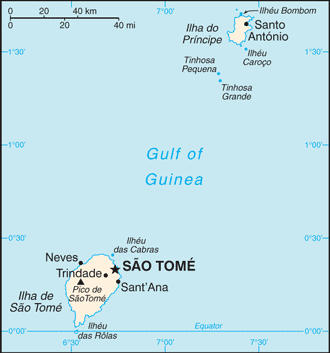 Map showing the location of Sao Tome and Principe