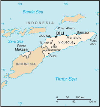 Map showing the location of Timor-Leste