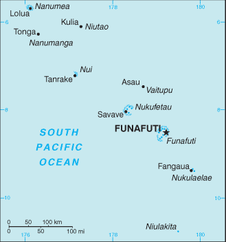 Map showing the location of Tuvalu