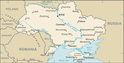 Map showing the location of Ukraine