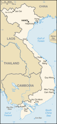 Map showing the location of Vietnam